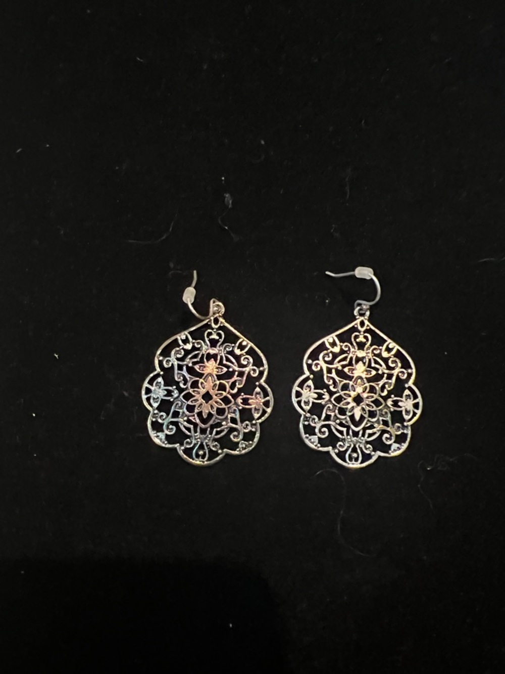 Lucky Brand Silver-Tone Filigree Teardrop Earrings